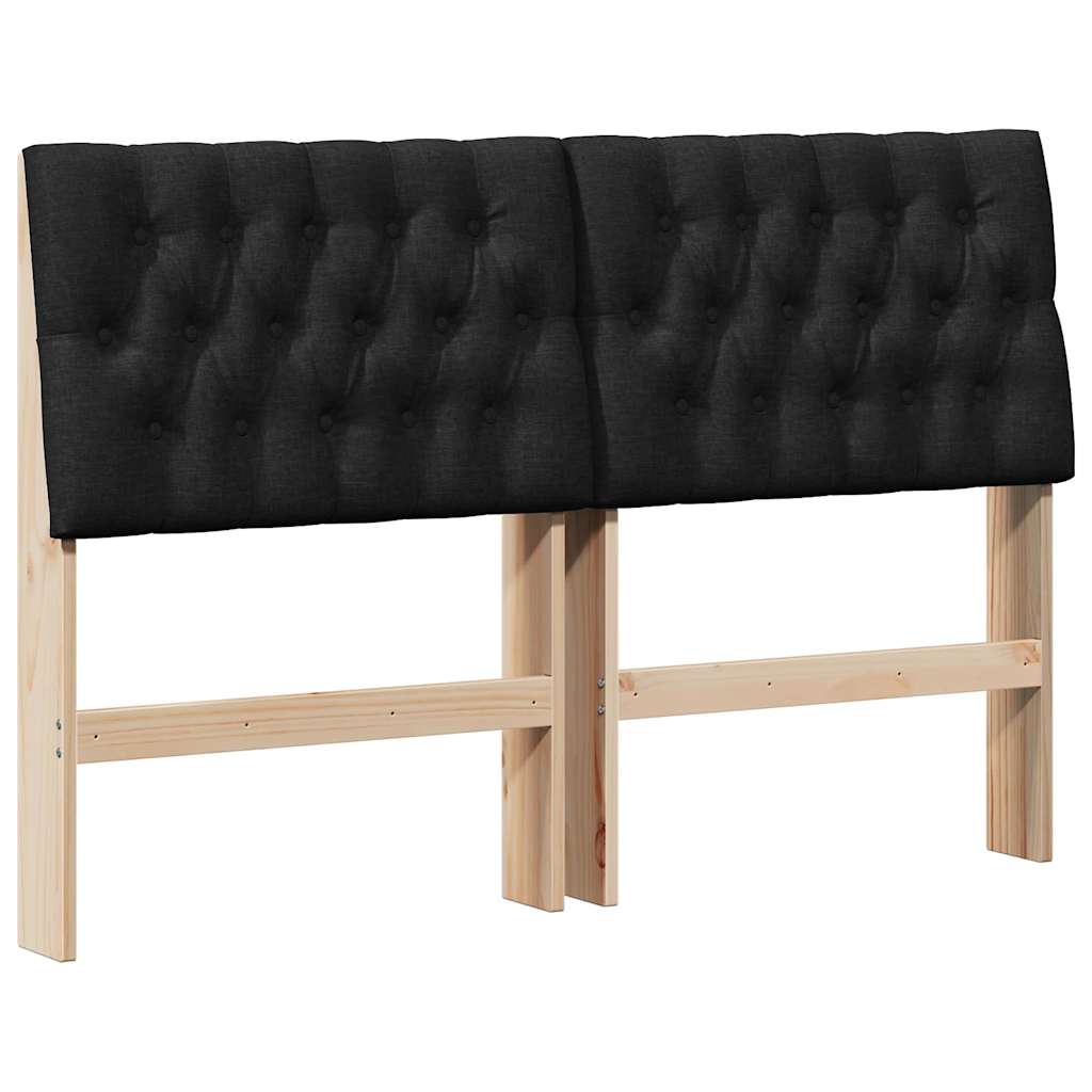 Vidaxl gestoffeerd hoofdbord zwart 150 cm massief grenenhout