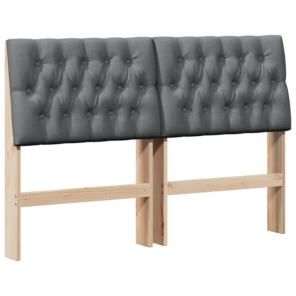 Vidaxl gestoffeerd hoofdbord donkergrijs 140 cm massief grenenhout