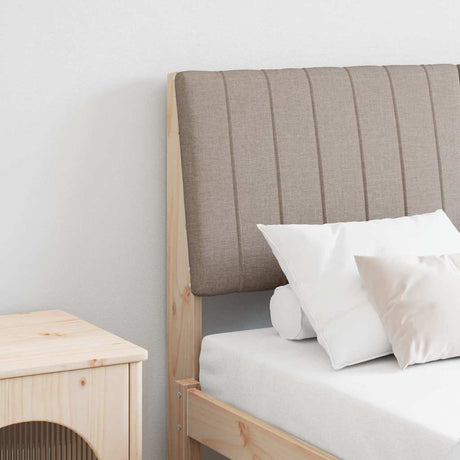 Vidaxl gestoffeerd hoofdbord taupe 135 cm massief grenenhout