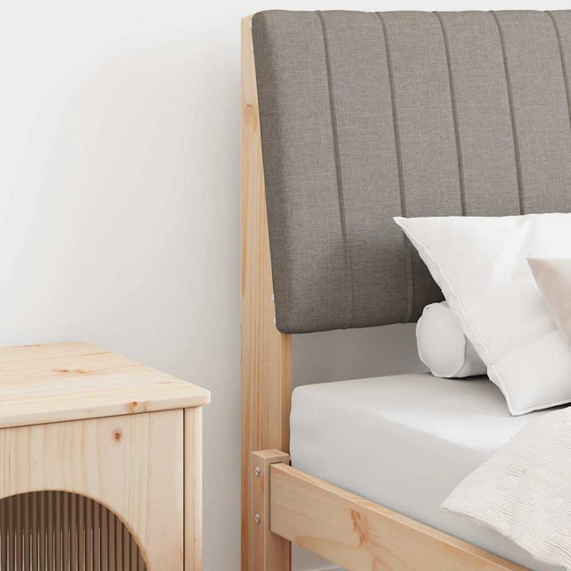 Vidaxl gestoffeerd hoofdbord taupe 90 cm massief grenenhout