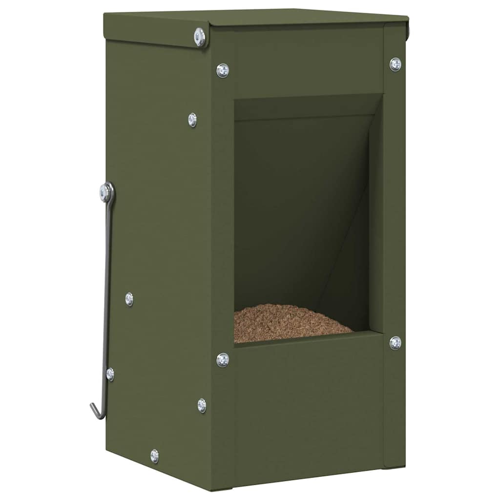 Vidaxl konijnenvoer olijf groen 12,5 x 12,5 x 25 cm koudgewalst staal