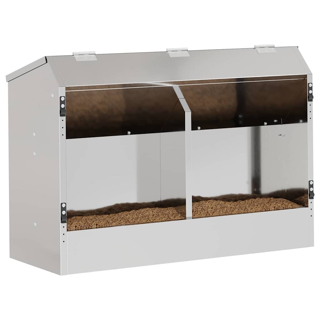 Vidaxl konijnenvoer zilver 64,5 x 25,5 x 45,5 cm gegalvaniseerd staal