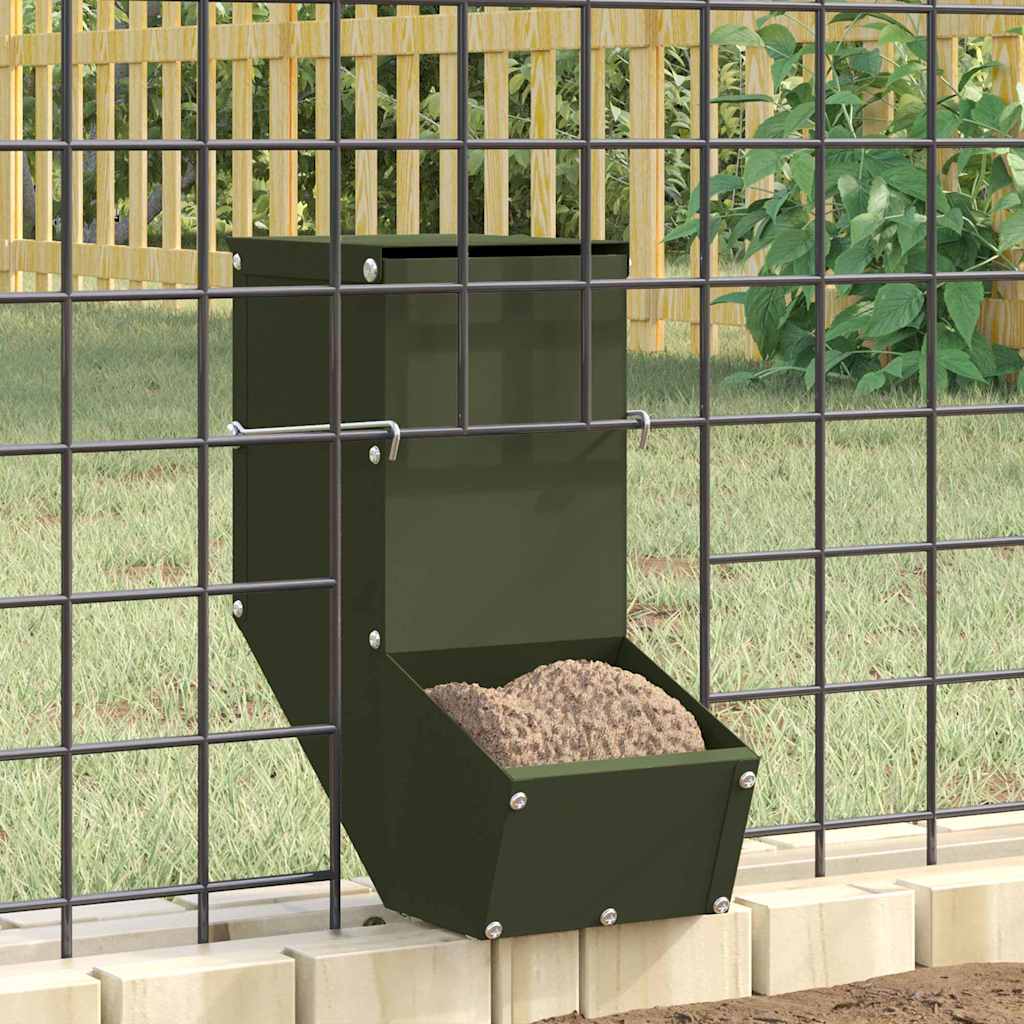 Vidaxl konijnenvoer olijf groen 12,5 x 26 x 28,5 cm koudgewalst staal