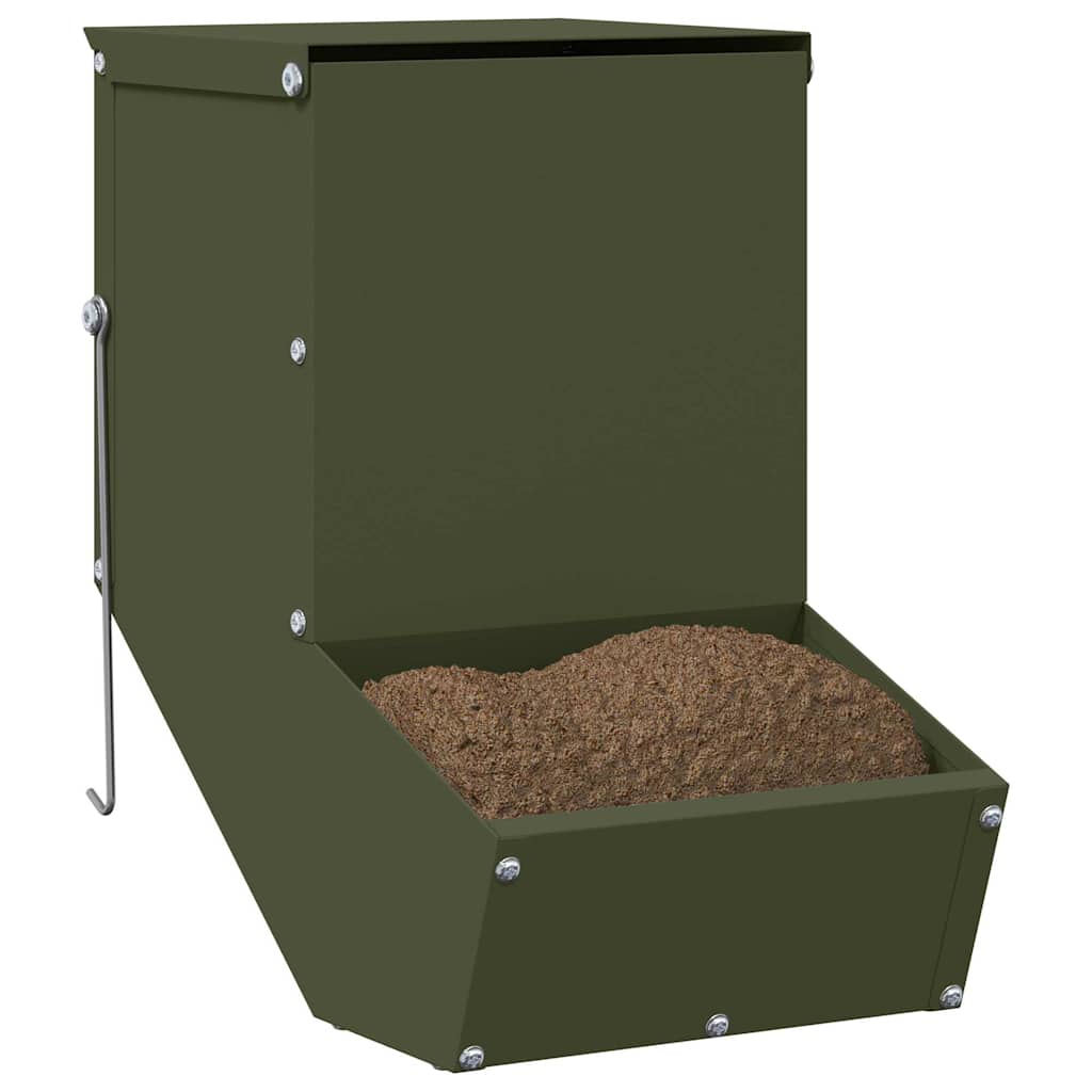 Vidaxl konijnenvoer olijf groen 17,5 x 26 x 28,5 cm koudgewalst staal
