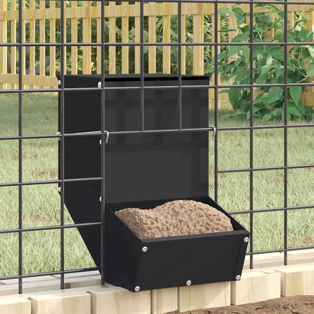 Vidaxl konijnenvoer zwart 17,5 x 26 x 28,5 cm koudgewalst staal