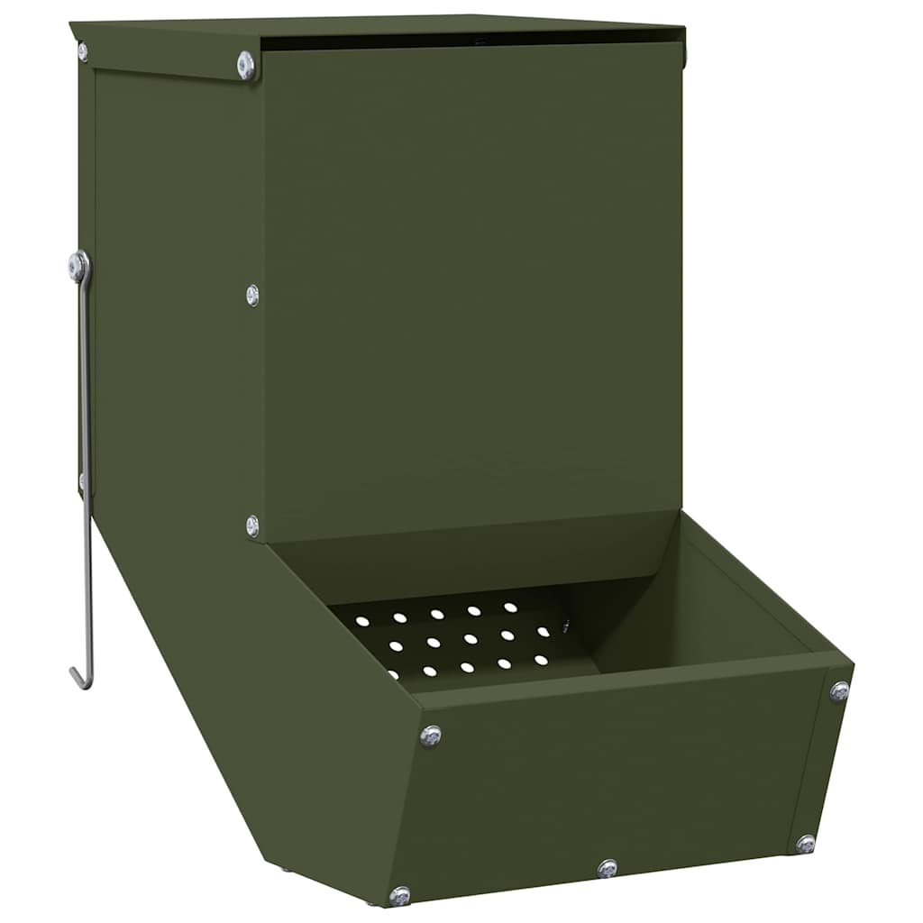 Vidaxl konijnenvoer olijf groen 17,5 x 26 x 28,5 cm koudgewalst staal