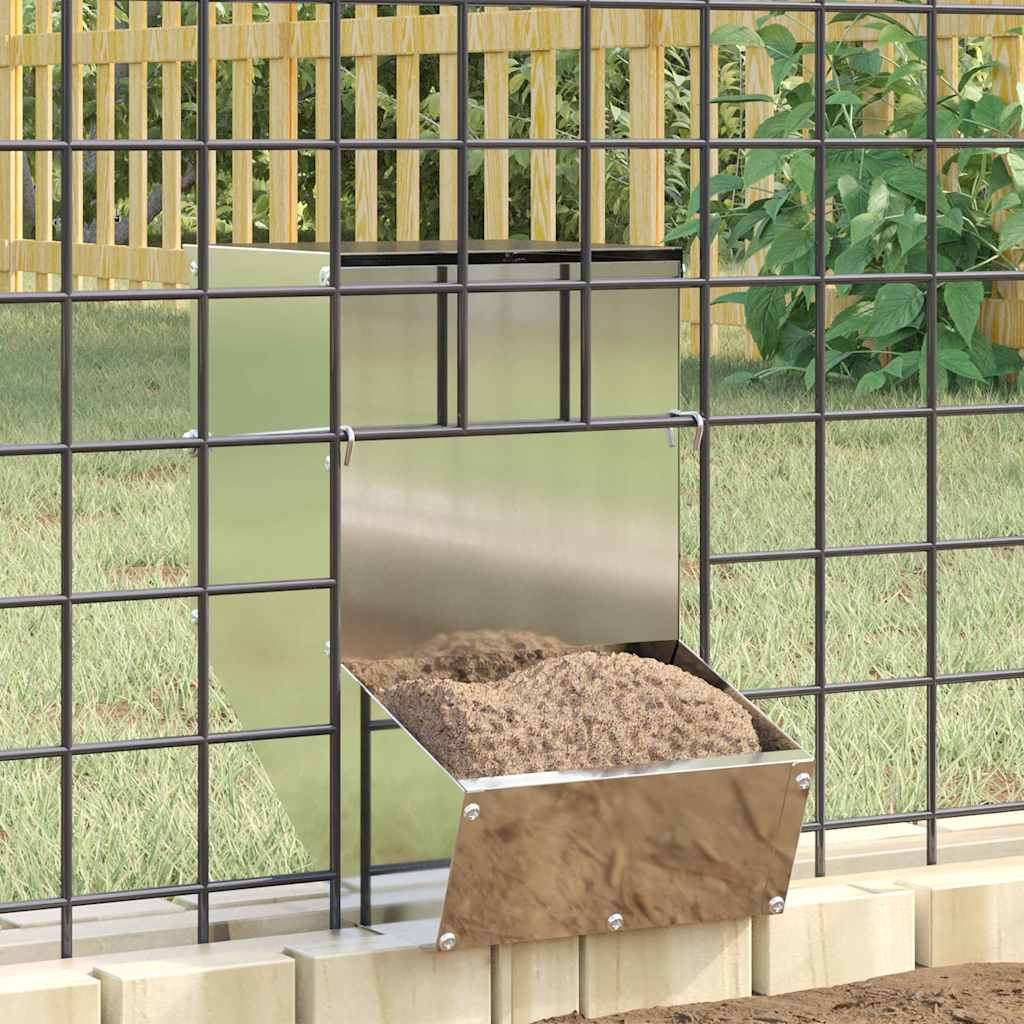 Vidaxl konijnenvoer zilver 17,5 x 26 x 28,5 cm gegalvaniseerd staal