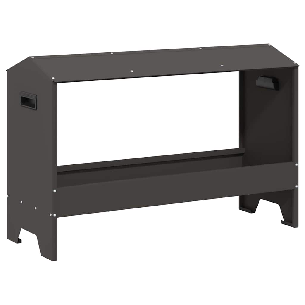 Vidaxl kippen voederbak zwart 81 x 32 x 53,5 cm koudgewalst staal