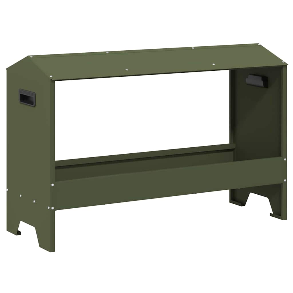 Vidaxl kippen voederbak olijf groen 81 x 32 x 53,5 cm