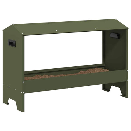 Vidaxl kippen voederbak olijf groen 81 x 32 x 53,5 cm
