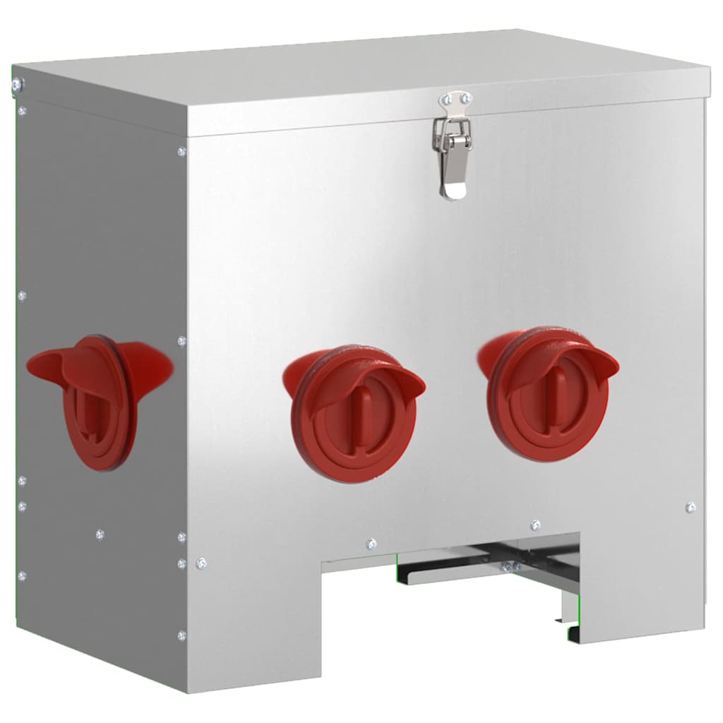 Vidaxl kip voerbak zilver 40,5 x 25 x 38 cm gegalvaniseerd staal