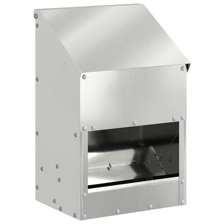 Vidaxl kip voerbak zilver 21 x 16 x 33 cm gegalvaniseerd staal