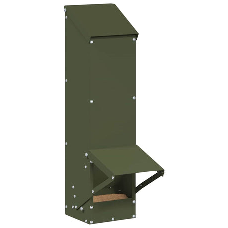 Vidaxl kip voerbak olijf groen 13 x 12 x 51 cm koudgewalst staal