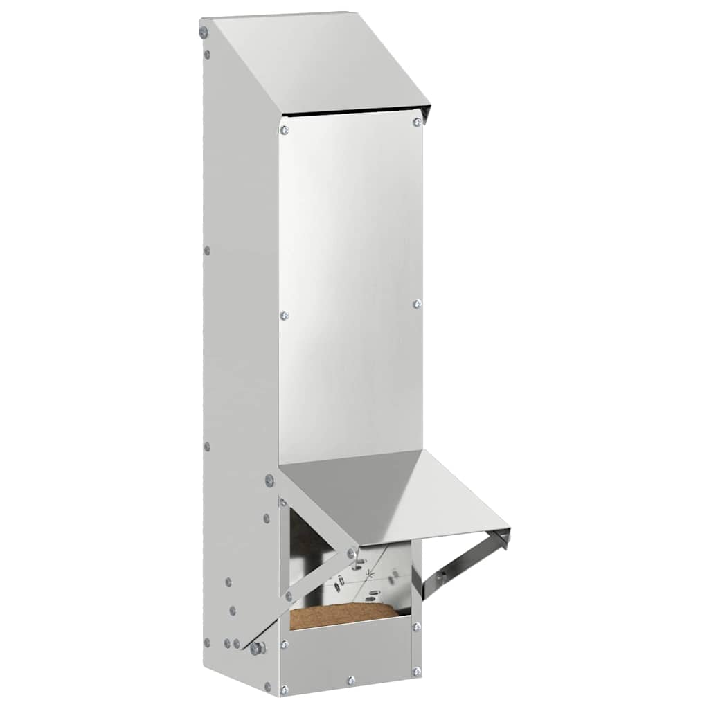Vidaxl kip voerbak zilver 13 x 12 x 51 cm gegalvaniseerd staal