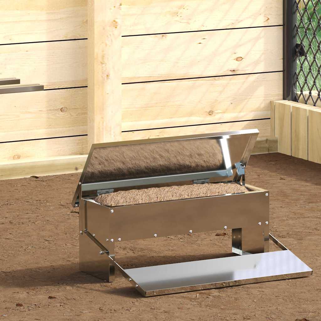 Vidaxl kippen treadle voeder zilver 48,5 x 39,5 x 19 cm