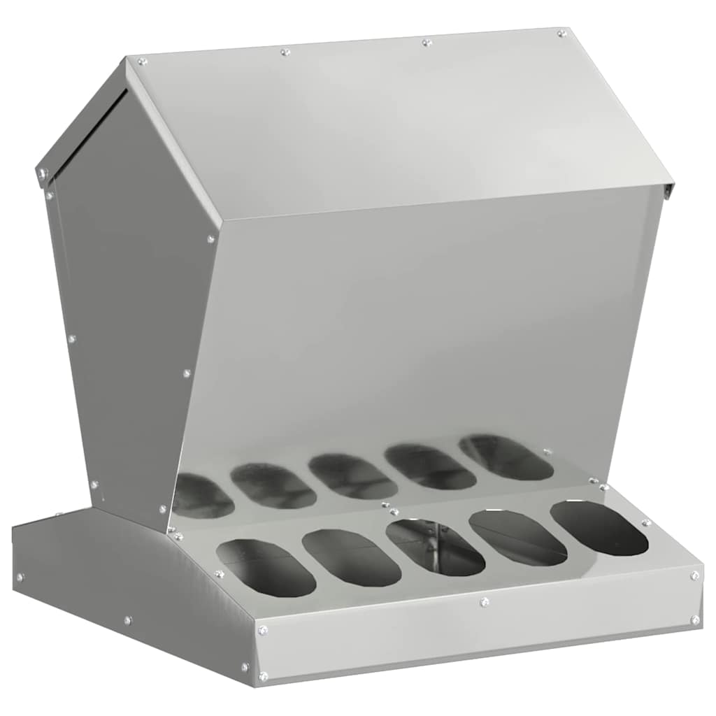 Vidaxl kip voerbak zilver 40 x 40 x 45 cm gegalvaniseerd staal