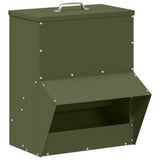 Vidaxl kip voerbak olijf groen 20 x 25 x35 cm koudgewalst staal