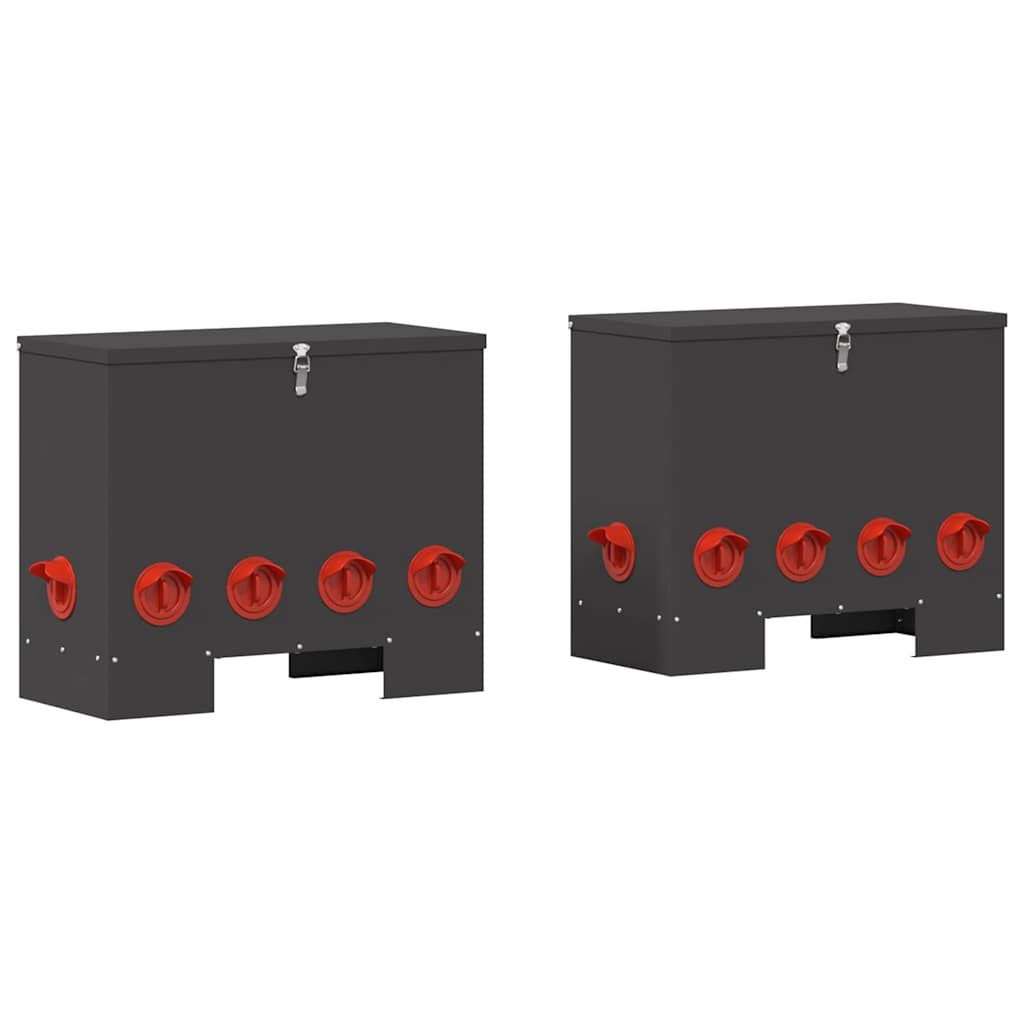 Vidaxl kip voerbak 2 pcs zwart 60,5 x 29 x 51 cm koudgewalst staal