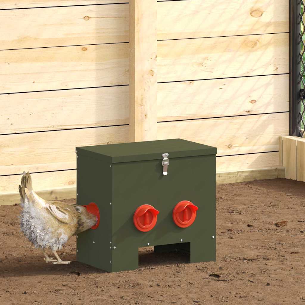 Vidaxl kip voerbak 2 pcs olijf groen 40,5 x 25 x 38 cm