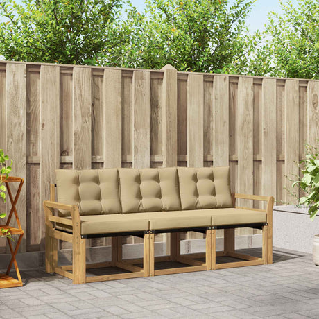 Vidaxl buiten bankenset 3 st wit en beige