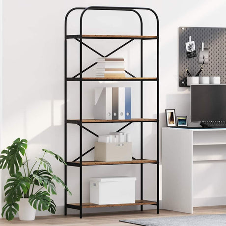 Vidaxl boekenkast 5-laags 80 x 30 x 183 cm bewerkt hout oudhout