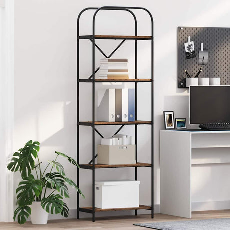 Vidaxl boekenkast 5-laags 60 x 30 x 183 cm bewerkt hout oudhout