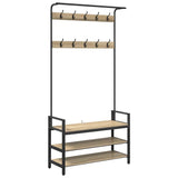 Vidaxl kapstok met plank sonoma eiken 95 x 34 x 184 cm bewerkt hout