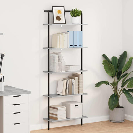 Vidaxl boekenkast 5-laags 60 x 24 x 168 cm bewerkt hout grijs sonoma