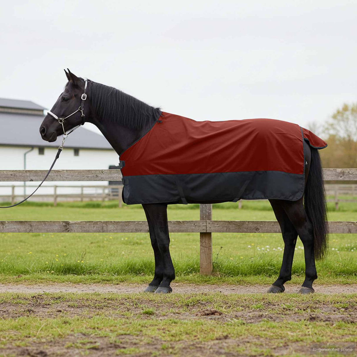Vidaxl paardendeken donkergroen en zwart 95 cm polyester