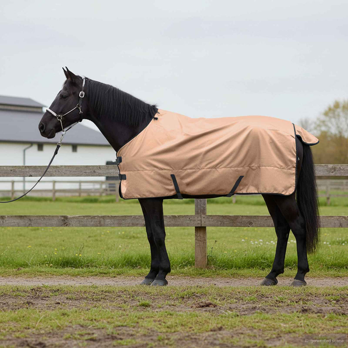 Vidaxl paardendeken cappuccino 125 cm polyester
