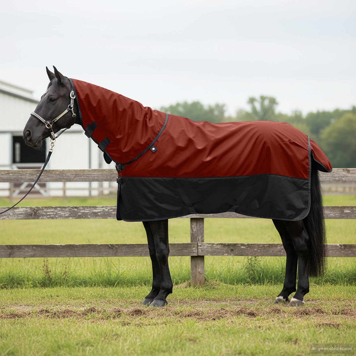 Vidaxl paardendeken donkergroen en zwart 85 cm polyester