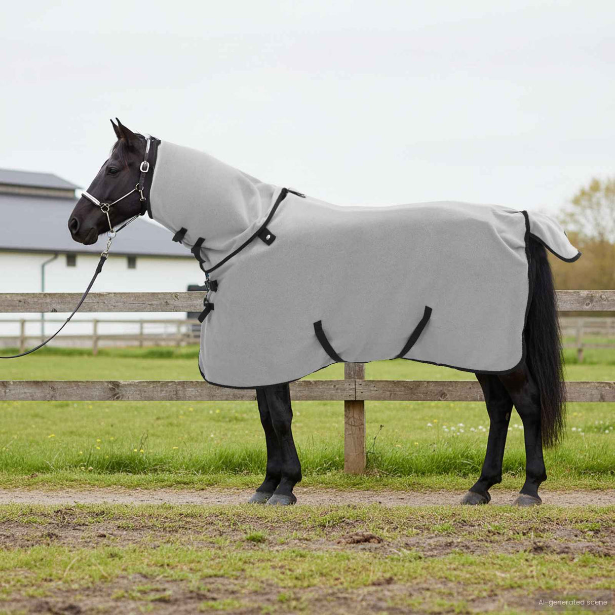 Vidaxl paardendeken volledig lichtgrijs en roze polyester