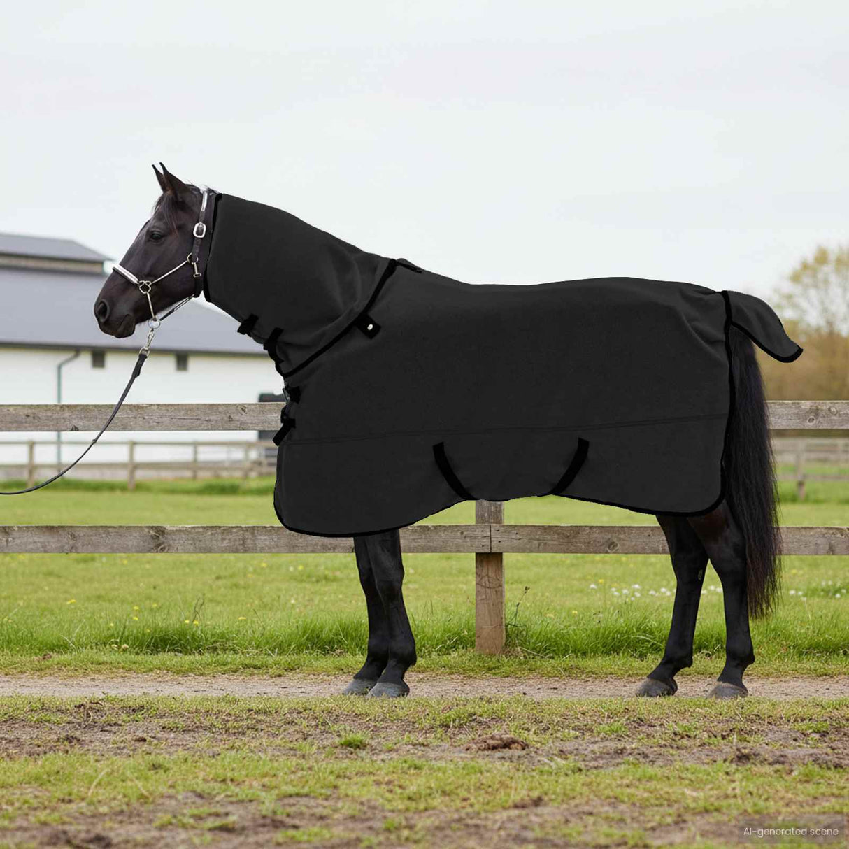 Vidaxl paardendeken zwart polyester