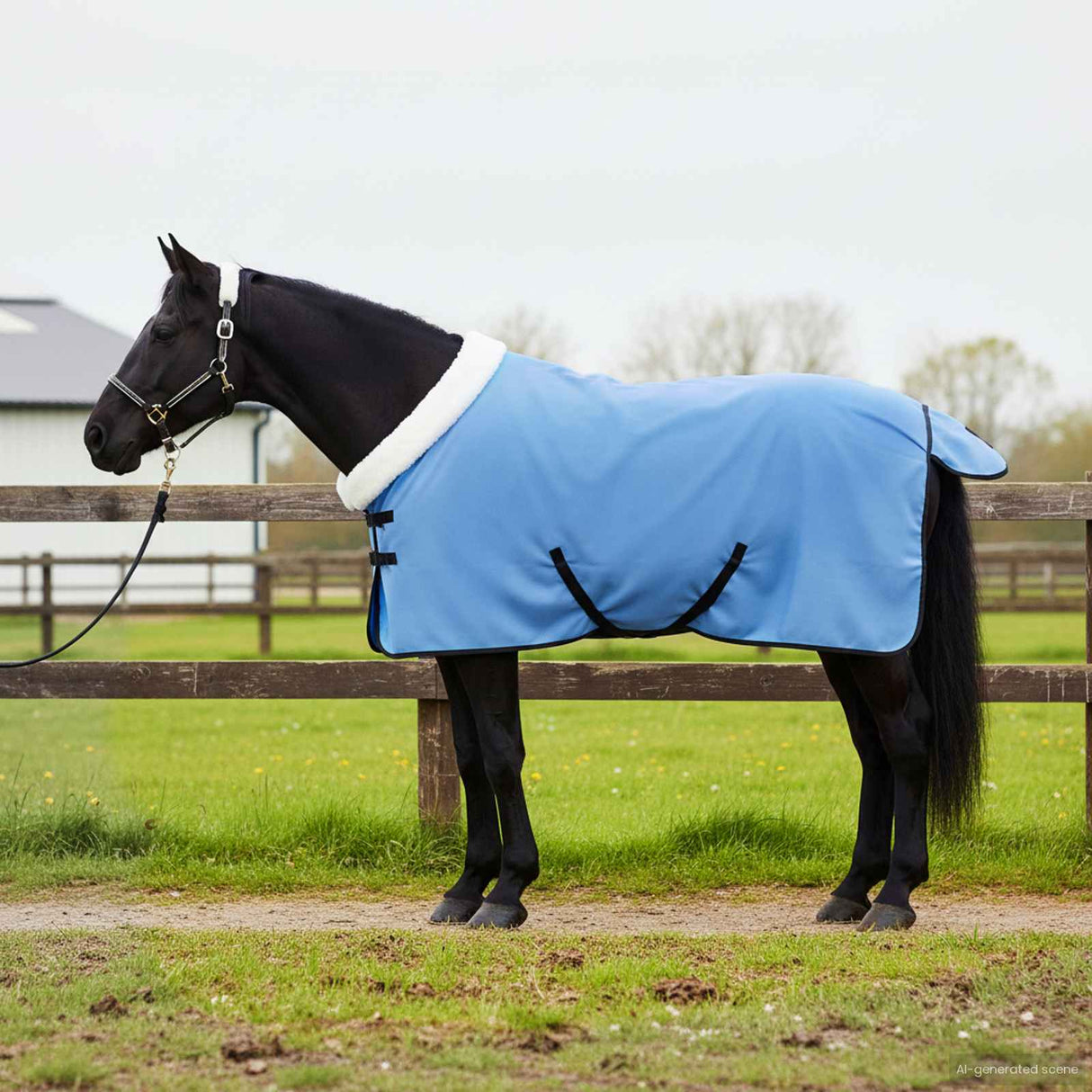 Vidaxl paardendeken volledige aqua 105 cm polar fleece