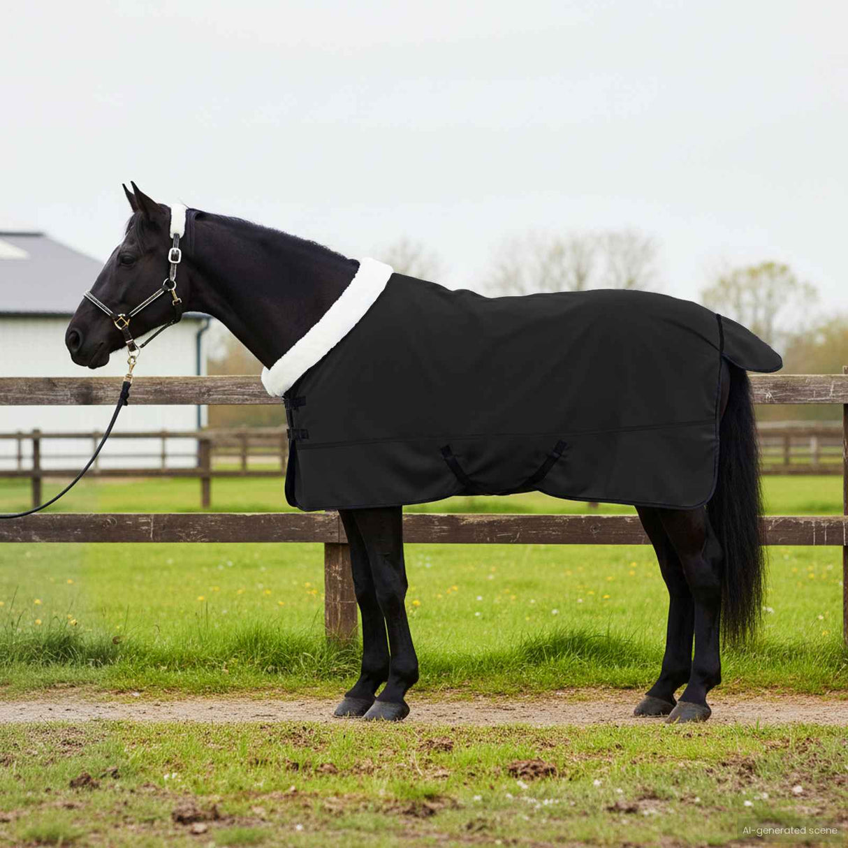Vidaxl paardendeken zwart 145 cm polar fleece