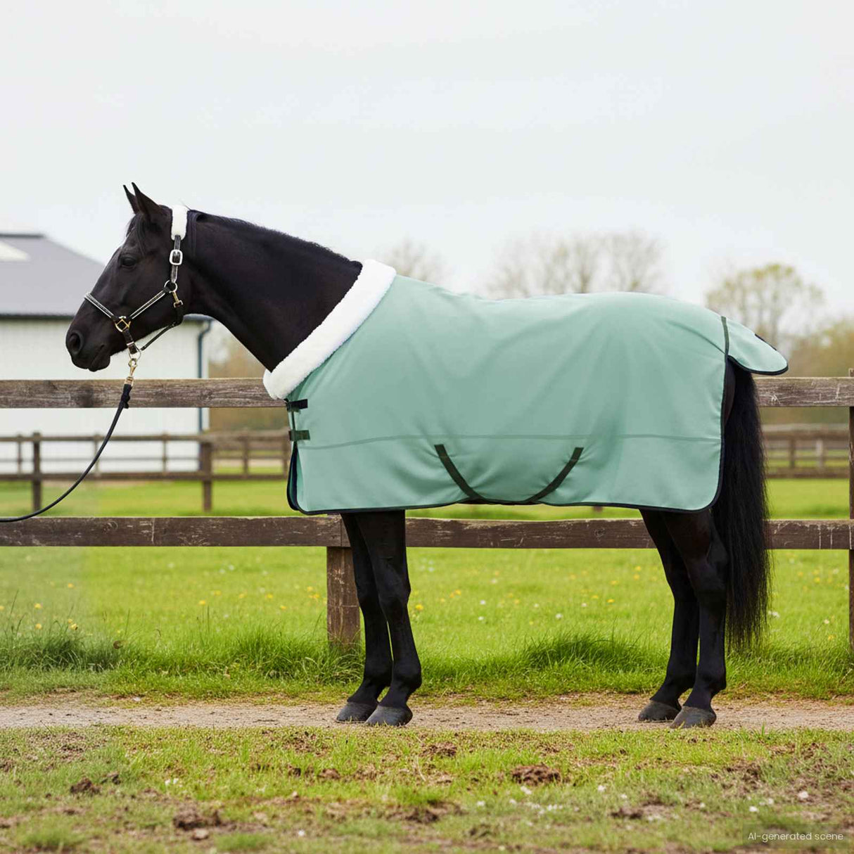 Vidaxl paardendeken volledig donkergroen 155 cm polar fleece