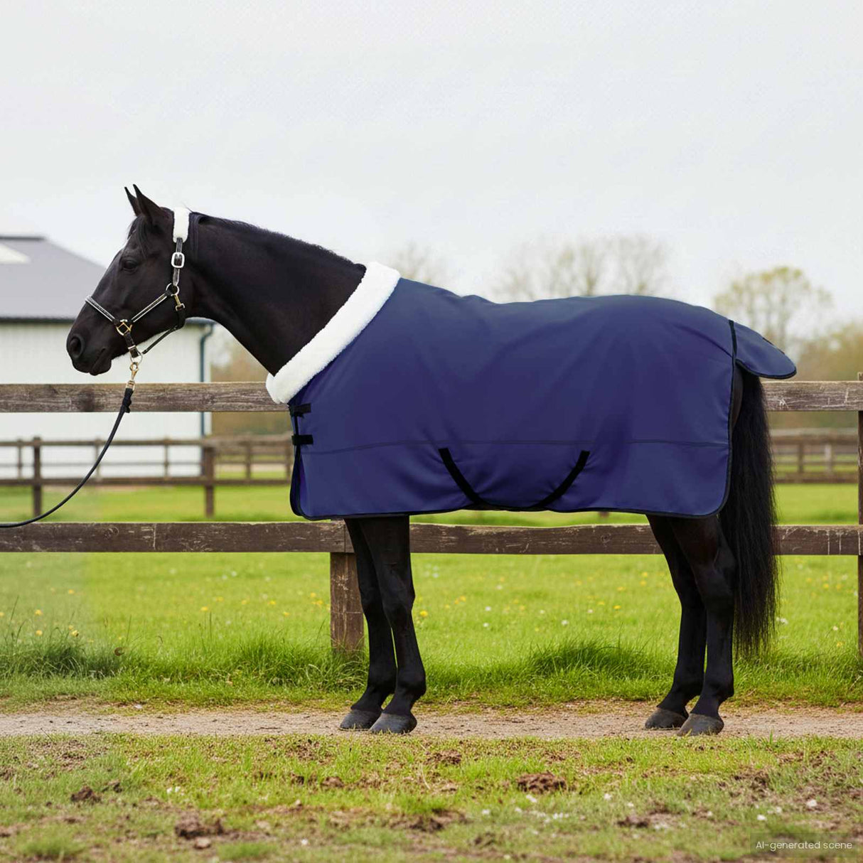 Vidaxl paardendeken marineblauw 145 cm polar fleece