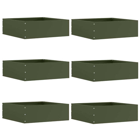 Vidaxl tuinrand 6 pcs olijf groen 40 x 40 x 13 cm staal