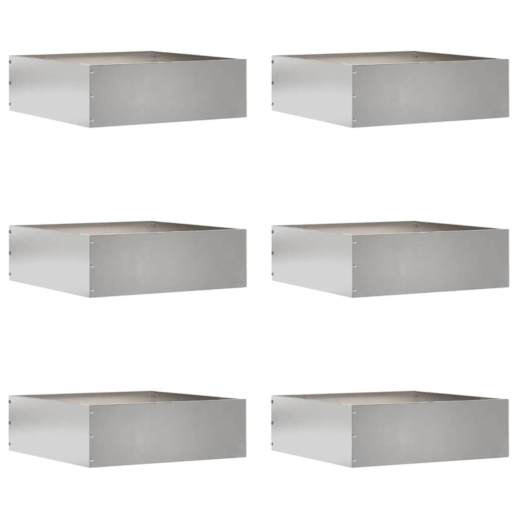 Vidaxl tuinrand 6 pcs zilver 40 x 40 x 13 cm roestvrij staal