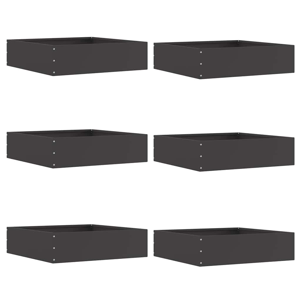 Vidaxl tuinrand 6 pcs zwart 50 x 50 x 13 cm staal
