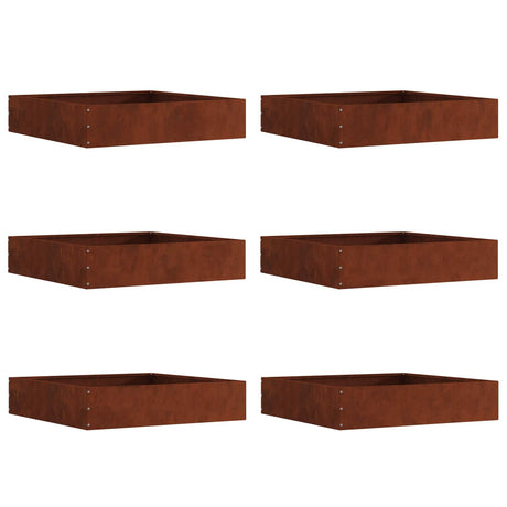 Vidaxl tuinrand 6 pcs roestig 60 x 60 x 13 cm cortenstaal