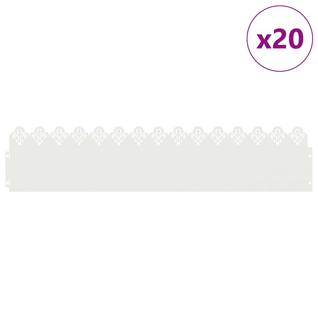 Vidaxl gazonranden 20 pcs wit 103 x 0,05 x 22 cm staal
