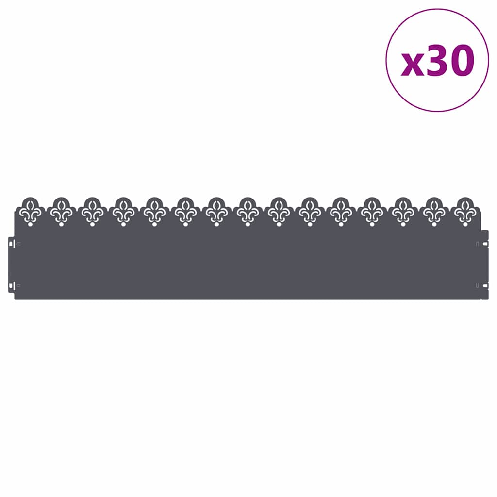 Vidaxl gazonranden 30 pcs antraciet 103 x 0,05 x 22 cm staal