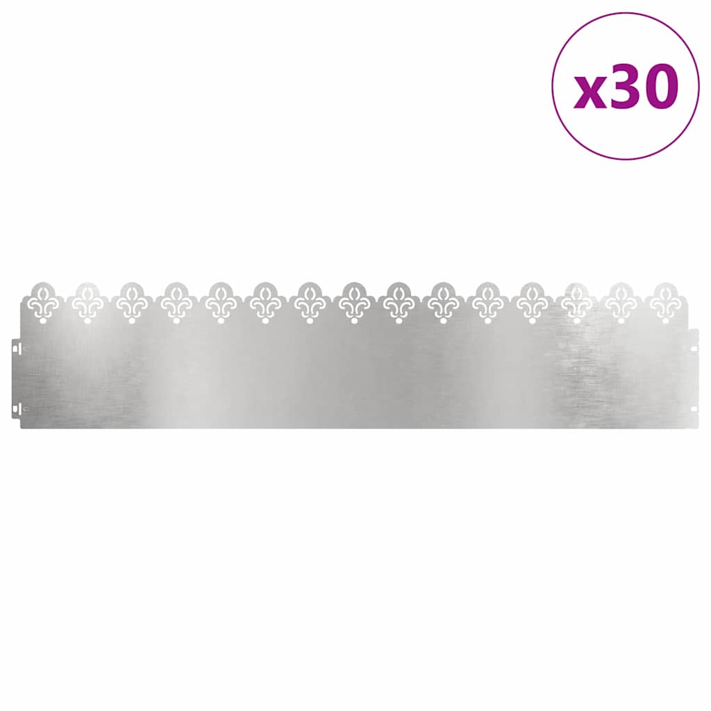 Vidaxl gazonranden 30 pcs zilver 103 x 0,05 x 22 cm roestvrij staal