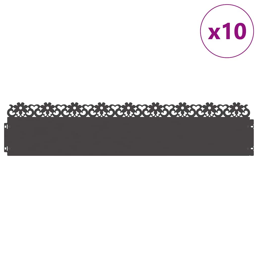 Vidaxl gazonranden 10 pcs zwart 103 x 0,05 x 22 cm staal