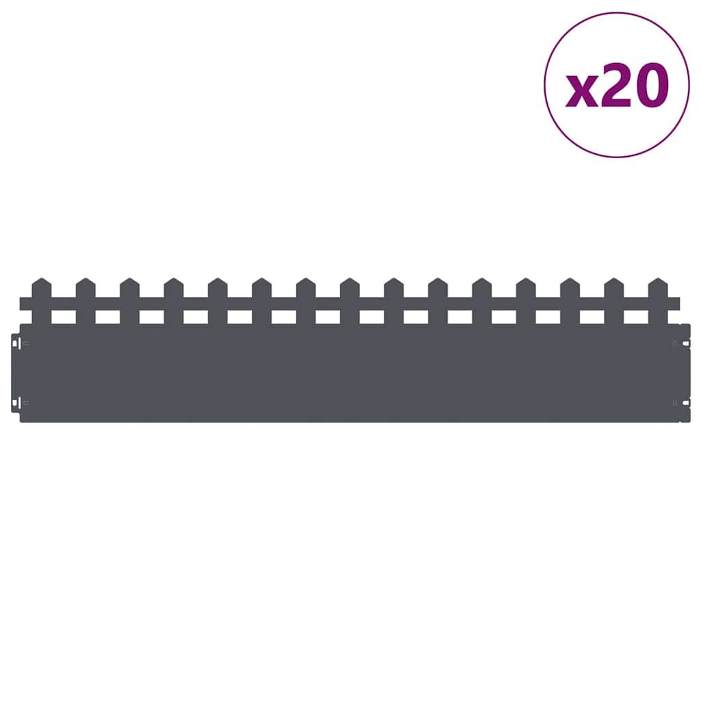 Vidaxl gazonranden 20 pcs antraciet 103 x 0,05 x 22 cm staal