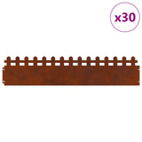 Vidaxl gazonranden 30 pcs roestig 103 x 0,05 x 22 cm cortenstaal