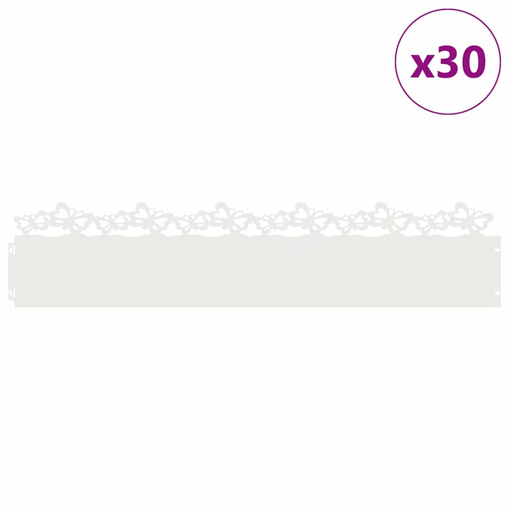 Vidaxl gazonranden 30 pcs wit 103 x 0,05 x 22 cm staal