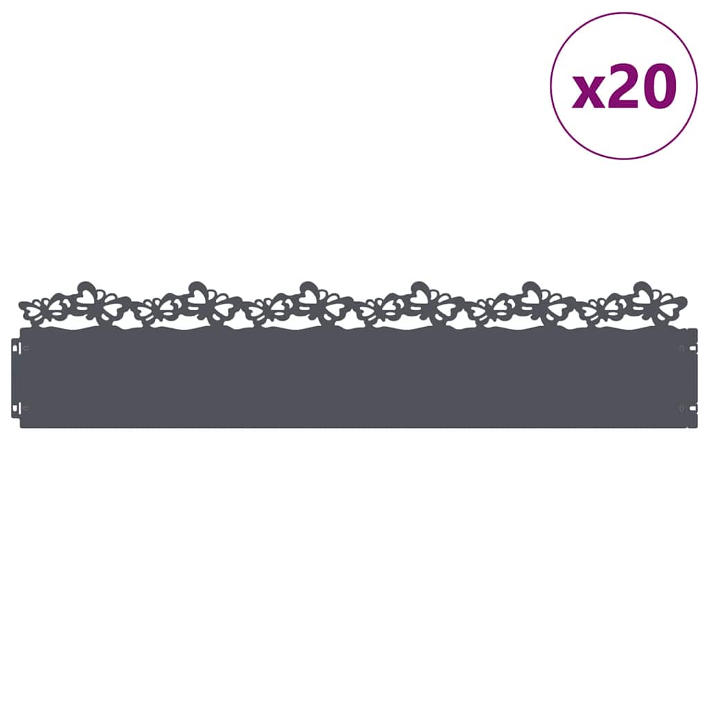 Vidaxl gazonranden 20 pcs antraciet 103 x 0,05 x 22 cm staal