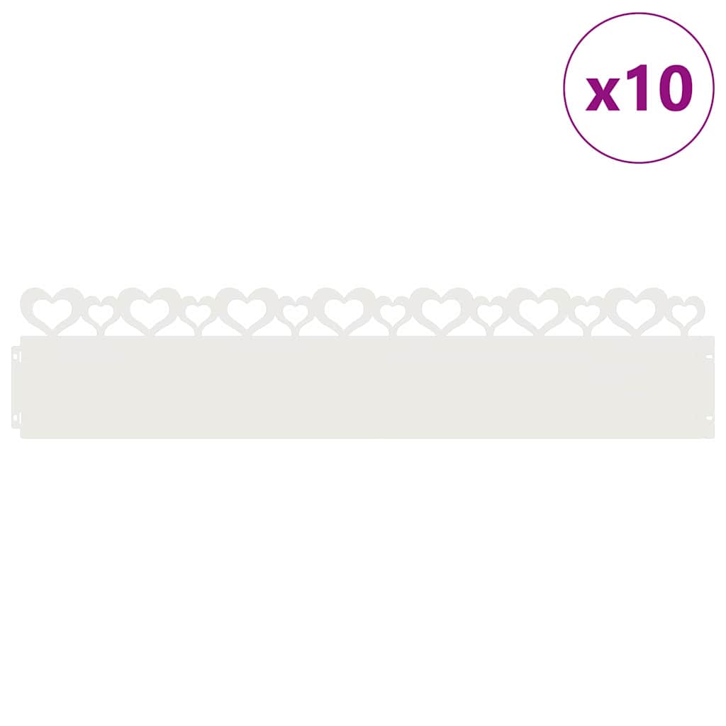 Vidaxl gazonranden 10 pcs wit 103 x 0,05 x 22 cm staal